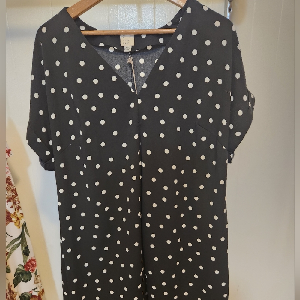 a new day Black and White Polka Dot Dress
